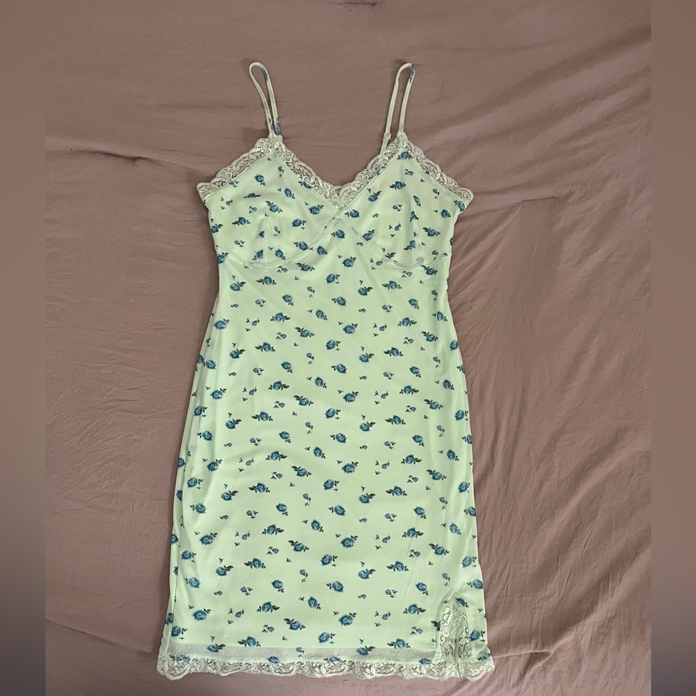 Green and Blue Floral Dress